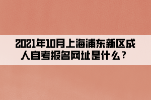 2021年10月上海浦东新区成人自学考试报名网址是什么？